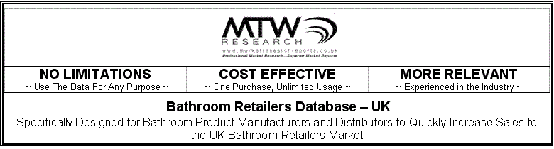 list of bathroom retailers in the UK for database and mailing list purposes with free sample