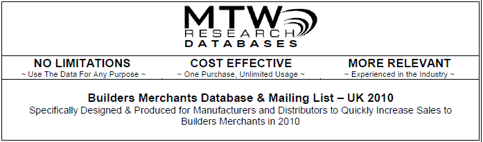 UK Builders Merchants email directory database and mailing, telemarketing list with emails 
